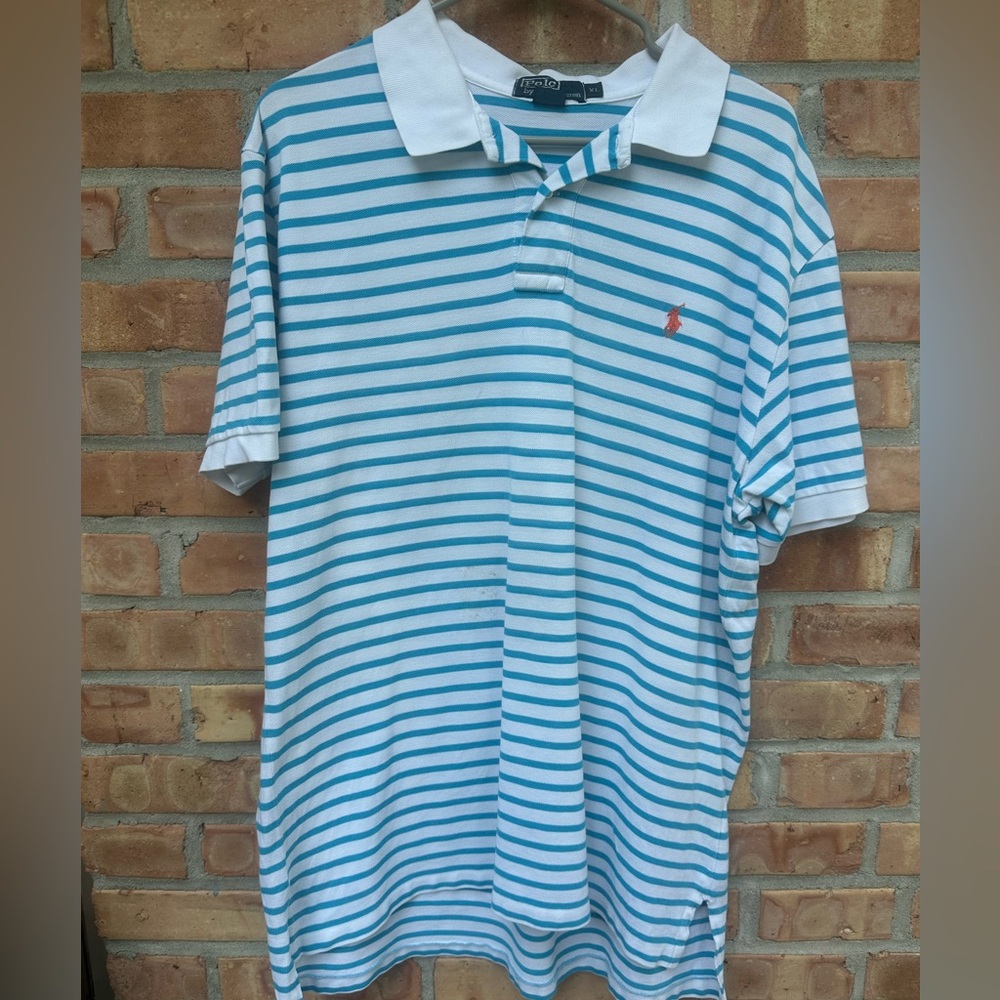 Ralph Lauren Blue and White Striped Polo